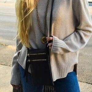 Crossbody Purse Bag Shoulder Bag Multi Pocket Zipper Purse | Black Vegan leather